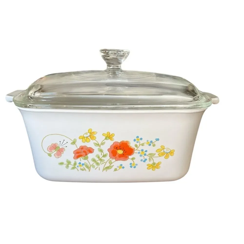 Vintage Corningware Wildflower 1970s Pyroceram Ceramic Glass Lid USA